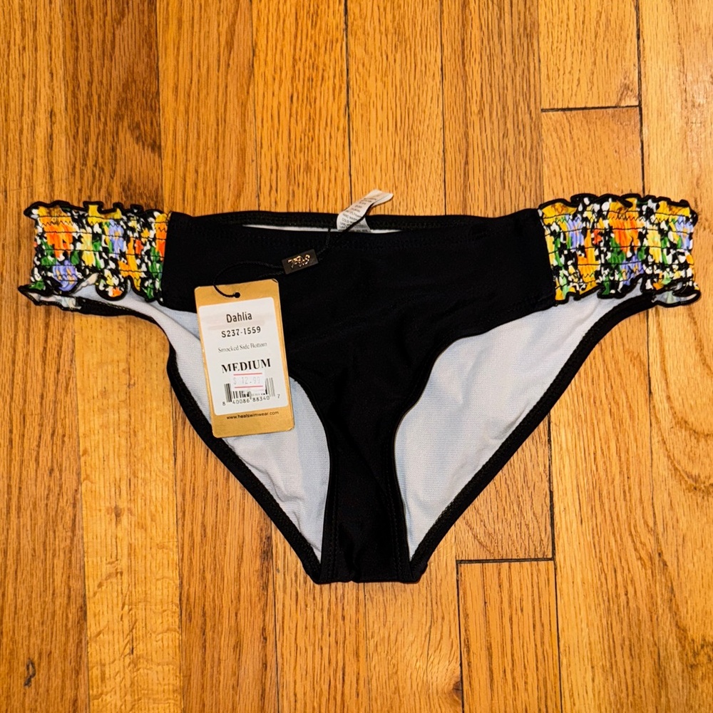 Dahlia Black and Multicolor Bikini Bottom